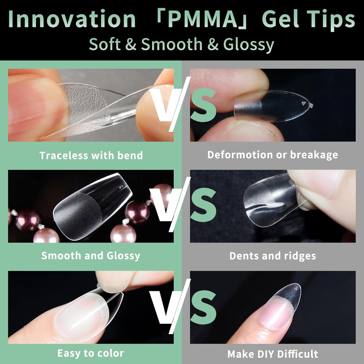 Medium Coffin Nail Tips, 216pcs Acrylic Ballerina Soft Fake Nails Gel Nail Tips, Full Cover Pre-Shaped Matte Clear Press on Nails for Extension, Diy at Home Manicure 12 Sizes-Velvo Beauty