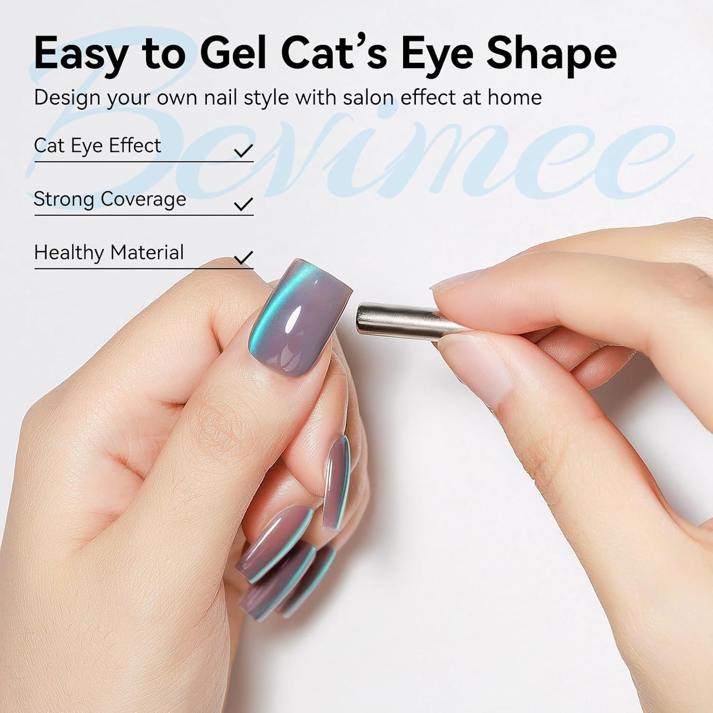 Cat Eye Gel Polish, Glass Blue Glitter Cateye Magnetic Nail Polish Magic Holographic Effect, UV Gel Sparkle Crystal Jelly Color Manicure for Nail Salon DIY At Home-Velvo Beauty