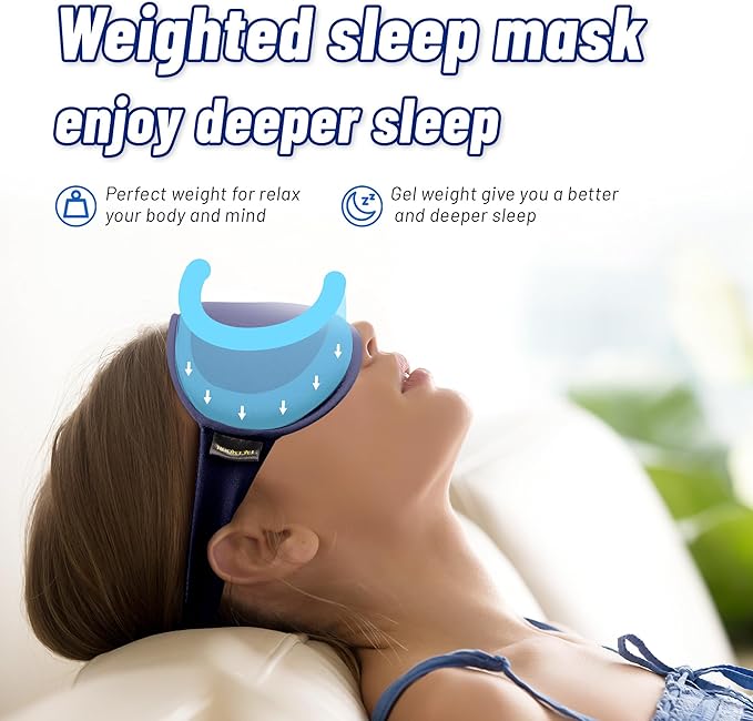 Cooling Gel 3D Sleep Eye Mask-Weighted Blackout Sleep Mask & Cold Compress for Dark Circles, Dry Eyes, and Puffiness - Comfortable, Eyelash-Friendly, Reusable for Relaxing Sleep -Blue-Velvo Beauty