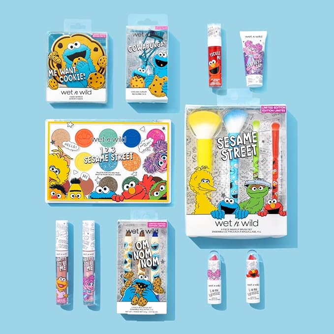 wet n wild Sesame Street Limited Edition PR Box - Makeup Set with Versatile Brushes, Vibrant Buildable & Blendable Palettes & Lip Glosses for Unique Looks, Cruelty-Free & Vegan-Velvo Beauty