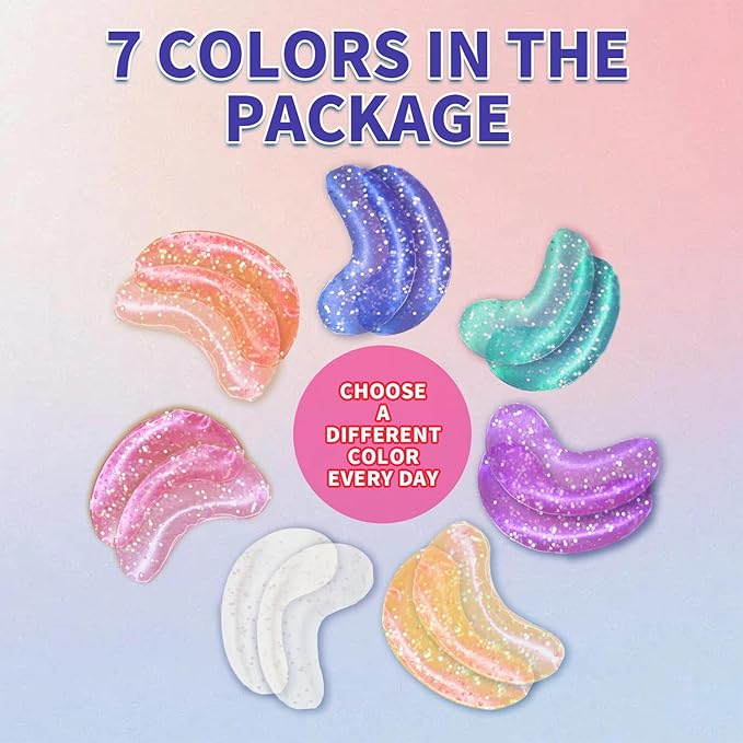 Under Eye Patches (28 Pairs), Eye Mask for Dark Circles, Puffy Eyes, Eye Bags, Wrinkles, 7 Colors Crystal Gel Gold Eye Mask Patches, Eye & Lip Treatment Skin Care Products-Velvo Beauty