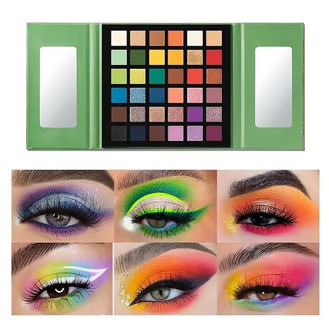 K'APEINE 36 Colors Eyeshadow Palette, Colorful Eyeshadows Palette Neon Shimmer Matte Glitter Eye Shadow High Pigmented Shadow Set Long Lasting Eye Makeup for Women-Velvo Beauty