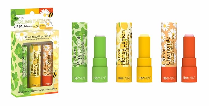 HerMINE Lip Balm Plant-based Lip Butter 3 Pack Nourishing Moisturizing LipBalm LipButter Long Lasting Delicious Flavors Intense Hydration-Velvo Beauty