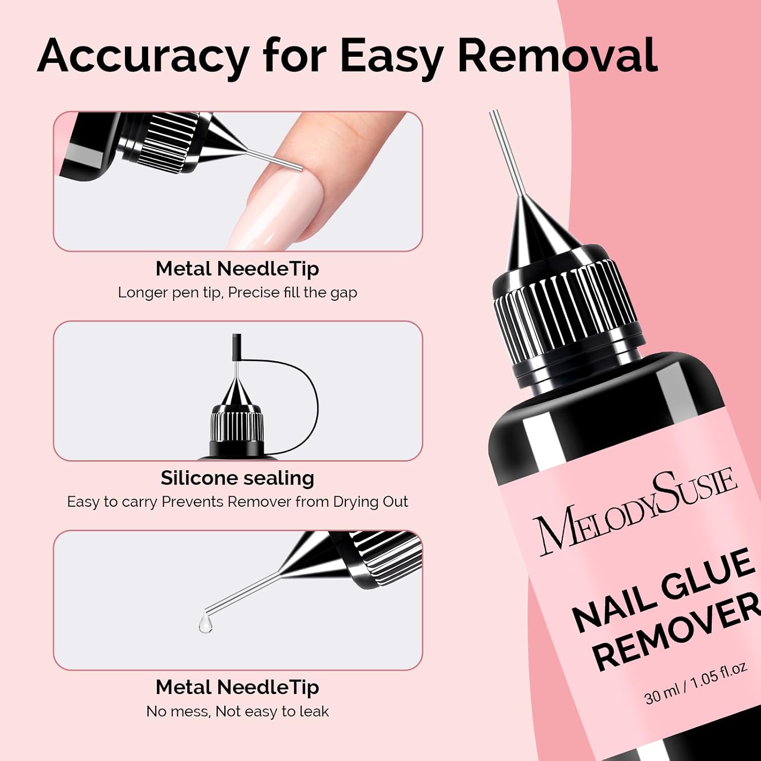 MelodySusie 30ML Nail Glue Remover for Press on Acetone Free Nail Polish Remover Multi-Functional Remover for Nails Tips Gentle Glue Remover for Gel x Nails for Home Salon-Velvo Beauty