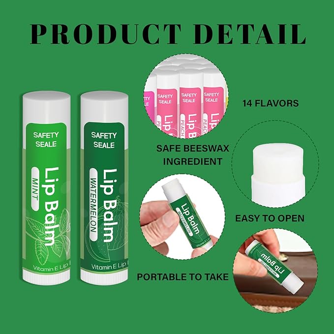 84 Pack Natural Lip Balm Bulk with Vitamin E and Coconut Oil - Moisturizing, Soothing, and Repairing Dry and Chapped Lips - 14 Flavors - Non-GMO-Velvo Beauty