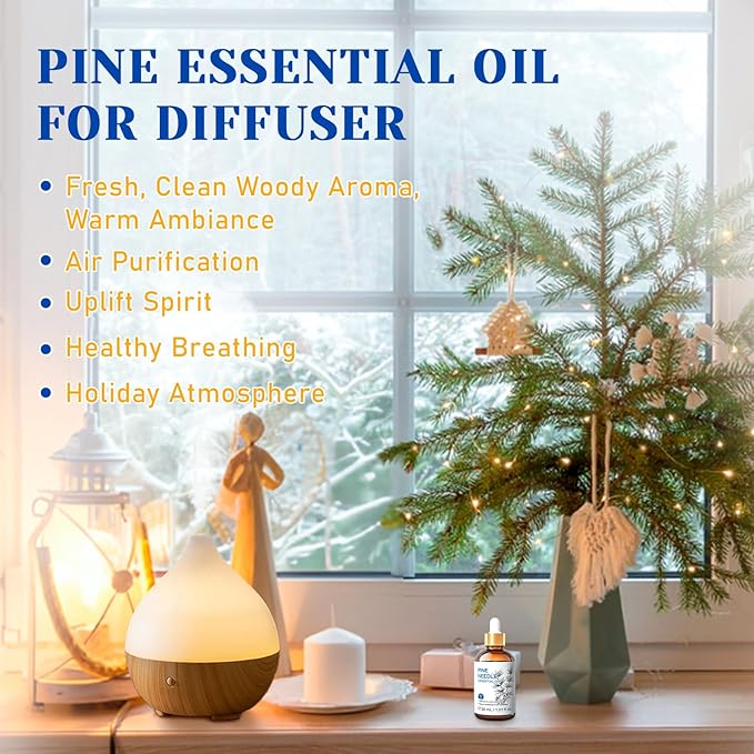 HIQILI Pine Needle Essential Oil, Strong Fresh Woody Fragrance for Better Breath Used with Aromatherapy Diffuser, Soap Candle Making Scent, DIY Perfume, Beard Shave and Cleaning Spray - 30ml-Velvo Beauty