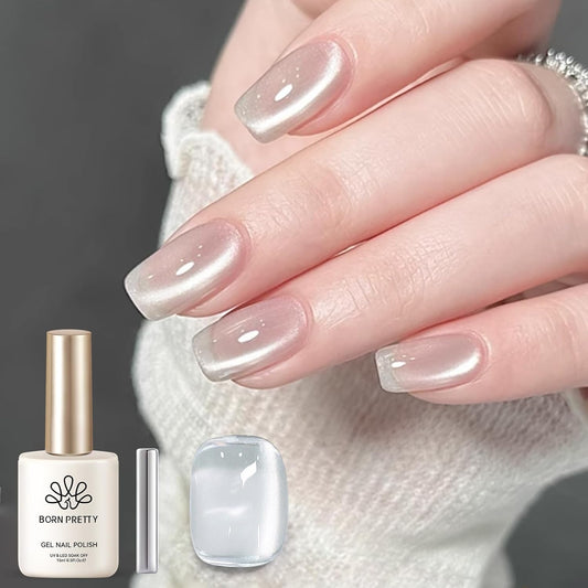 BORN PRETTY Silver Cat Magnetic Eye Gel Nail Polish Crystal Glass Cat Magnetic Shimmer Gel Polish Glass Magnetic Gel Gift 15ML-Velvo Beauty