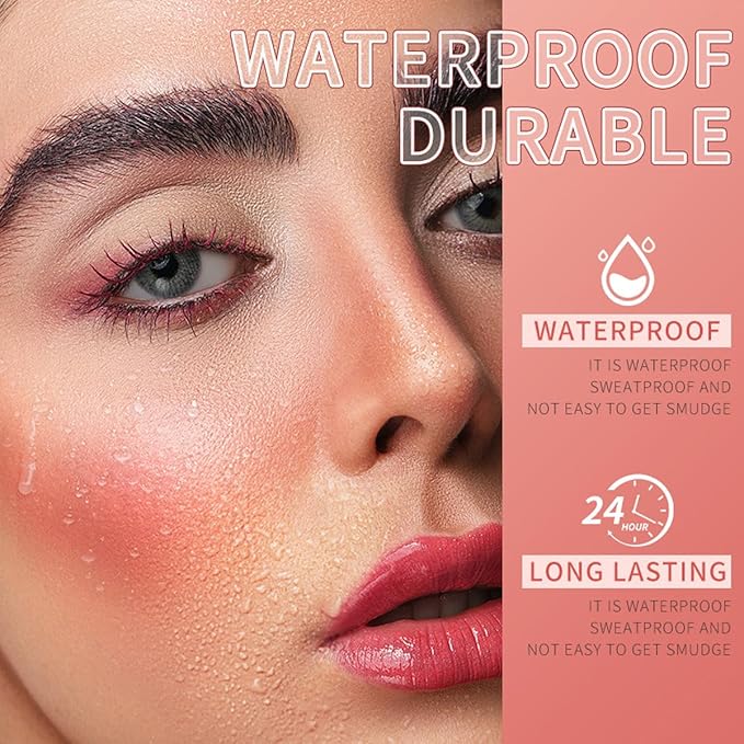 Cooling Water Jelly Tint Blush,4 Colors Multi-Use Tint Blush Makeup Stick Watercolor Finish for Lips and Cheek Stain, Moisturising Waterproof Non-Stick-Velvo Beauty