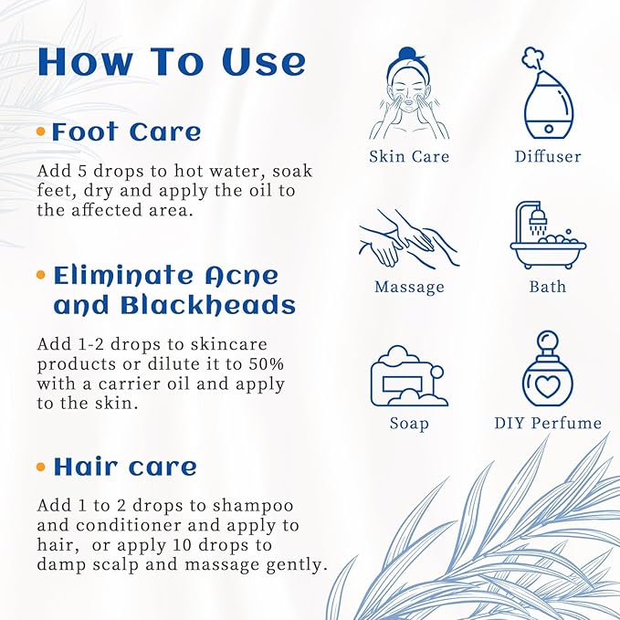 HIQILI 1 Fl Oz Tea Tree Oil, Nail Growth, Hair Restoration, Can be Added to Shampoo, Body wash, Foot Soak Use - 30ML-Velvo Beauty