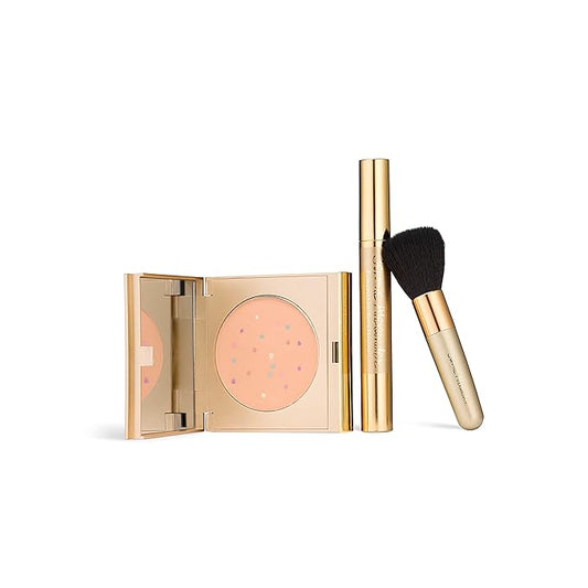 Jerome Alexander MagicMinerals Pressed Mineral Powder Set with Mirror Compact, Extending Lash Mascara, Professional Stubby Brush & Blending Sponge (Medium)-Velvo Beauty