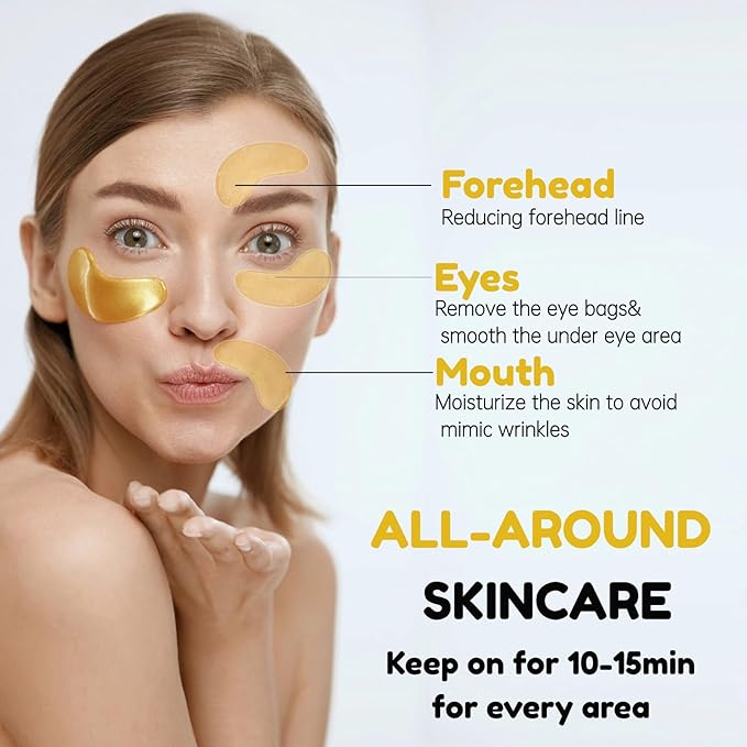 Golden Under Eye Patches for Puffy Eyes & Eye Bags & Wrinkles, Under Eye Patches for Dark Circles,Collagen for Eye Bags, Under Eye Collagen Patches-Velvo Beauty