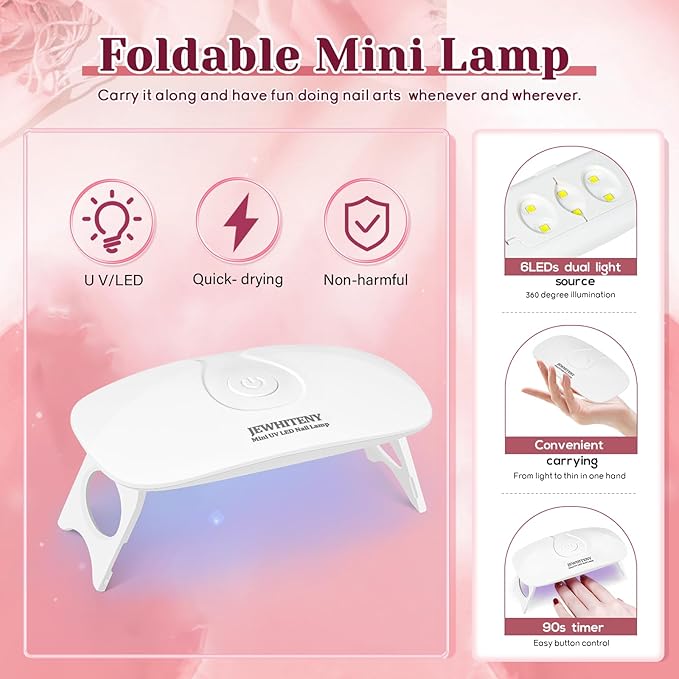 JEWHITENY 14 PCS Poly Nail Gel Kit Poly Extension Gel Kit Starter Kit With Slip Solution Professional Extension Set With LED Lamp Nail Art Design Beginner All In One-Velvo Beauty