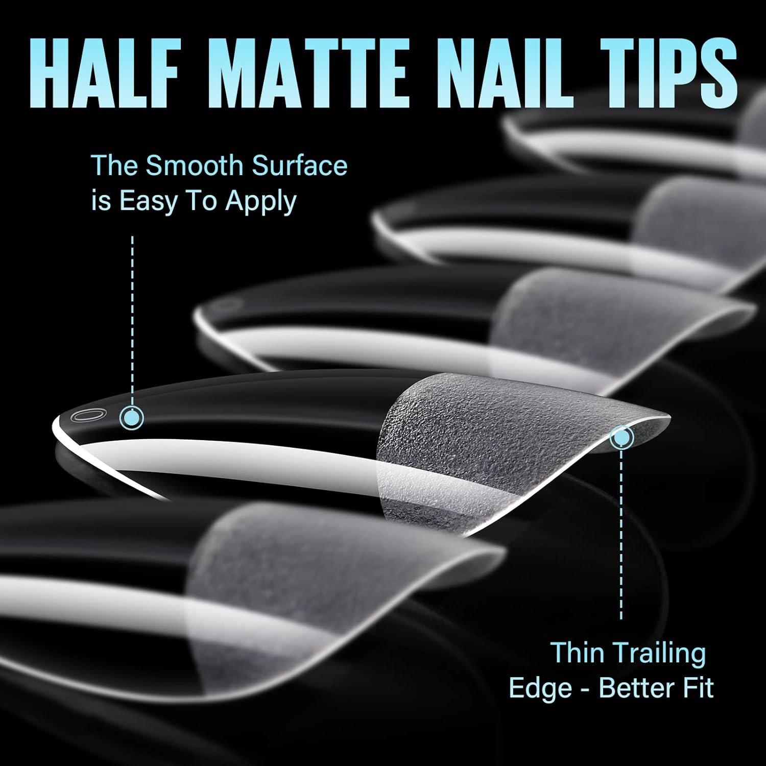 TOMICCA Medium Almond Nail Tips, 192Pcs 12 Sizes Acrylic Pre Buffed Medium Almond False Tips, Full Cover Half Matte Nails for Nail Art Extension Press on Nails-Velvo Beauty