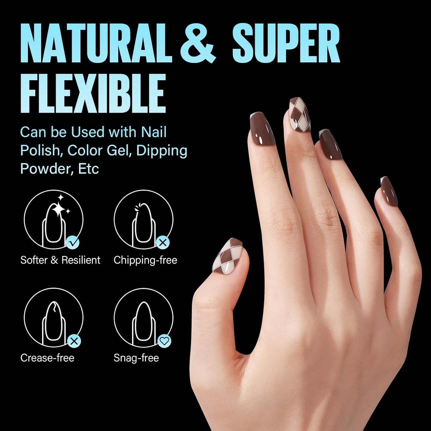 TOMICCA Short Coffin Nail Tips,240Pcs Soft Acrylic Nail Tips Full Cover,Gel Nails Tips Half Matte Press on Nails Clear Fake Nails Extension Tips for Salon DIY 12Sizes-Velvo Beauty