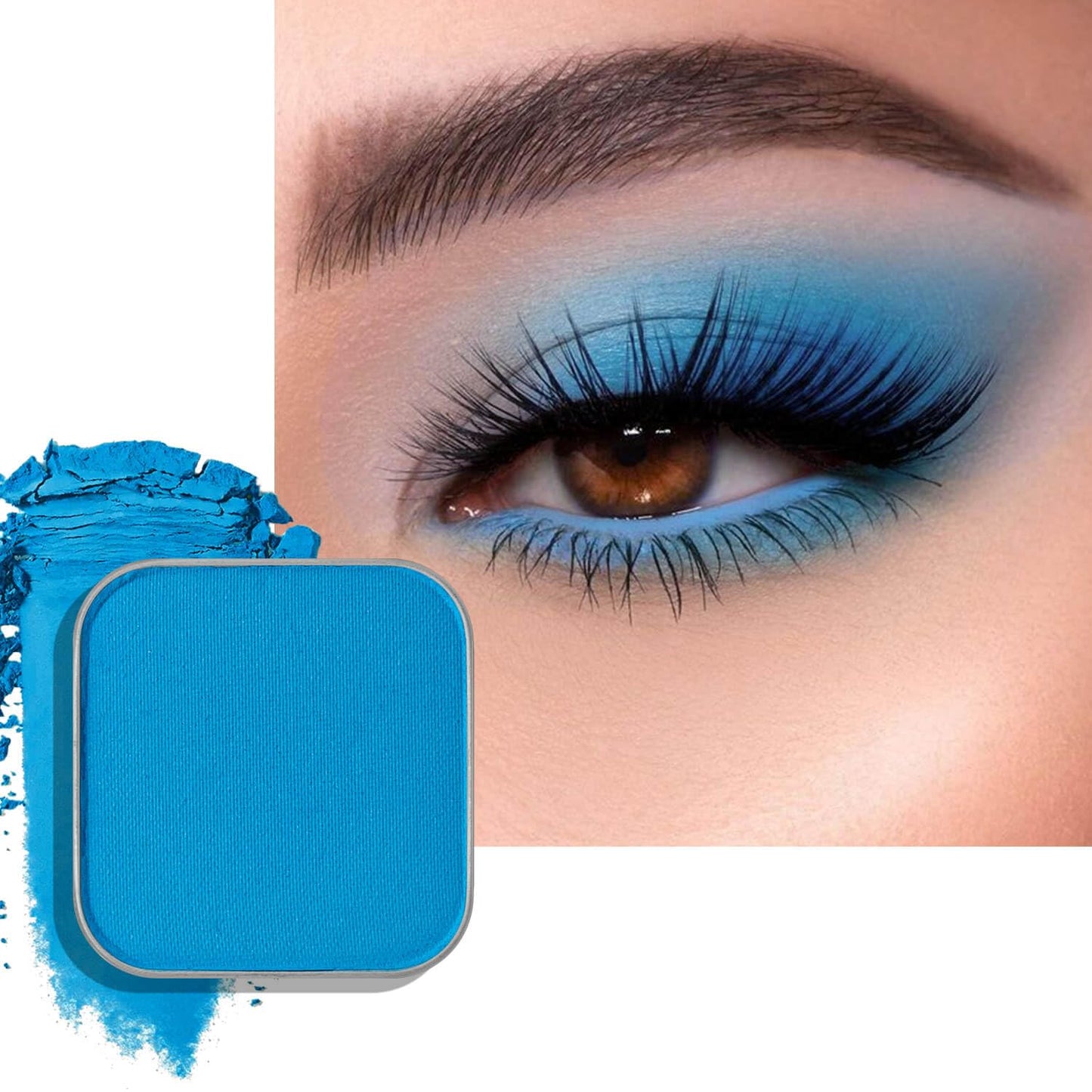 Matte Eyeshadow Sky Blue Soft Matte Finish, Single Magnetic Pan for DIY Makeup Palette, Smooth Powder, Long Lasting and Buildable (Blue Tide)-Velvo Beauty