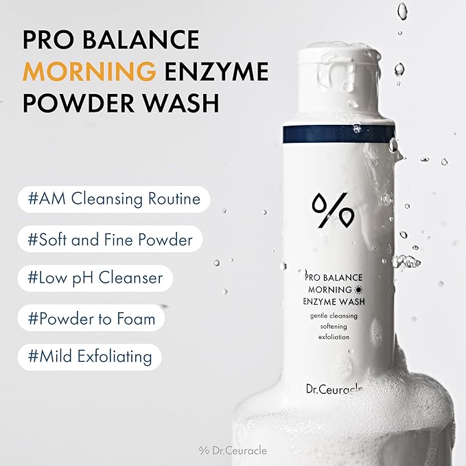 Dr.Ceuracle Pro Balance Enzyme Powder Face Wash - Korean Day and Night Natural Enzyme Powder Face Wash for Deep Pore Cleansing, Sebum Removing, pH Skin Balancing Care (Morning Wash)-Velvo Beauty