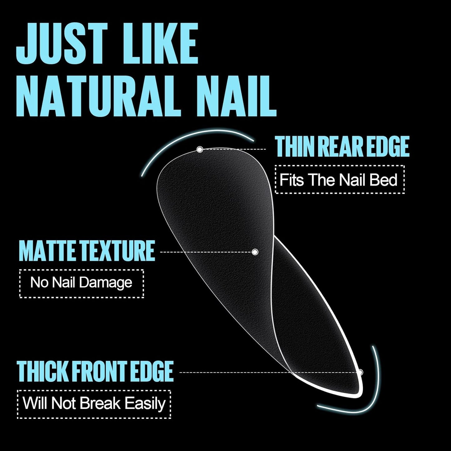 TOMICCA Medium Almond Nail Tips 15 Sizes 360pcs Full Cover Almond Fake Nails Soft Pre Shaped Gel Tips Acrylic Full Matte For Nail Extensions Home Diy Nail Salon-Velvo Beauty