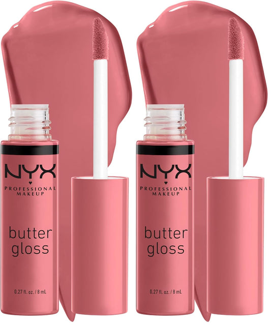 NYX PROFESSIONAL MAKEUP Butter Gloss, Non-Sticky Lip Gloss - Tiramisu (Brown) (Pack of 2)-Velvo Beauty