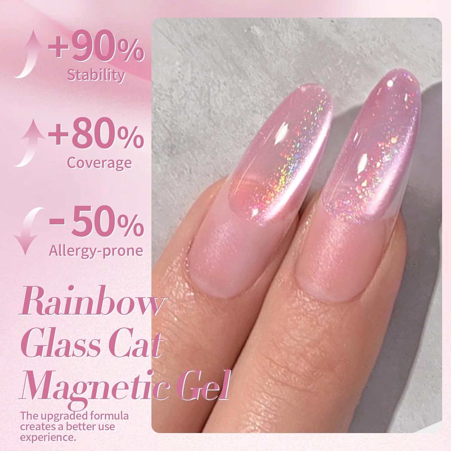 BORN PRETTY Pink Cat Magnetic Eye Gel Nail Polish Rainbow Holographic Moonlight Glass Magnetic Gel Nail Polish 15ML-Velvo Beauty