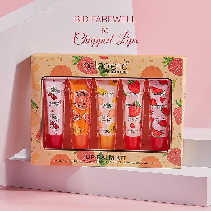 bellapierre Cosmetics 5-Piece Natural Lip Balm Kit | Moisturizing Lip Gloss | Fruit Flavored Liquid Lip Balm Collection-Velvo Beauty