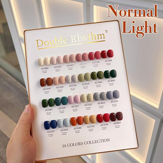 Double Rhythm 28Pcs 0.5Oz Gel Nail Polish Set Same Color Same Bottle Soak Off Gel Polish Kit Nail Art Manicure Salon DIY at Home for Women (Burgundy Green Collection-T24-1)-Velvo Beauty