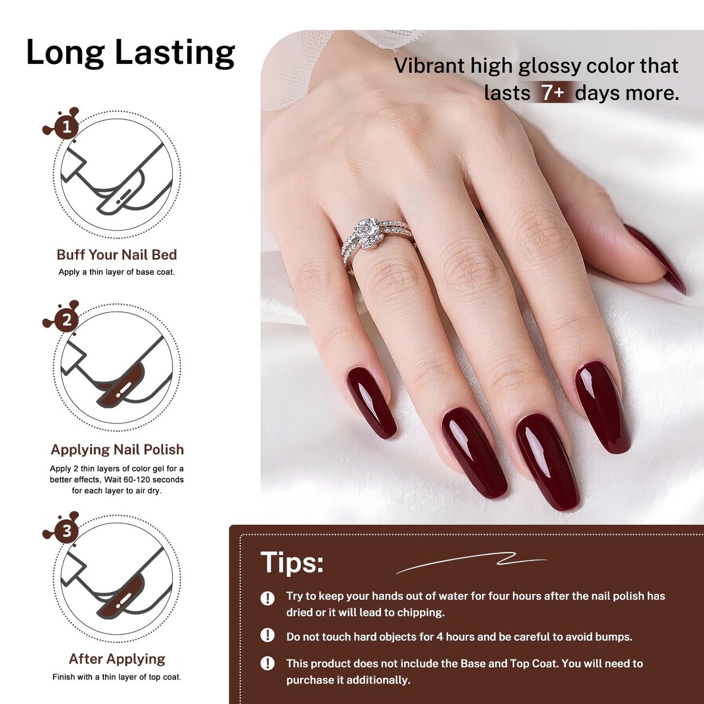 16.5ml Brown Nail Polish Large Volume Quick Drying Nail Polish, Fast Drying and Long Lasting Color Nail Art DIY Home Manicure Gift for Women-Velvo Beauty