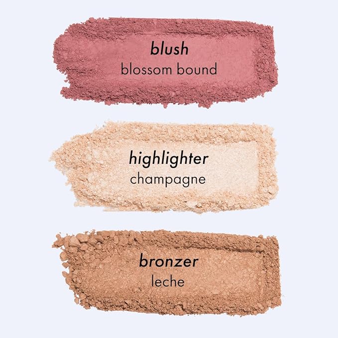 Subtl Beauty 3-in-1 travel makeup kit by subtl staks | powder blush, bronzer, and highlighter | includes mirror lid and mini brush | for fair-light skin tones-Velvo Beauty