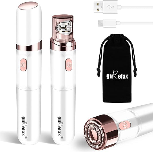 Hair Removal Epilator for Women, Gurelax Facial Epilator Hair Remover, Plucker for Face, Lip, 2-in-1 Epilation System, All Ages and Skin Types,with Brush, Pouch-Velvo Beauty
