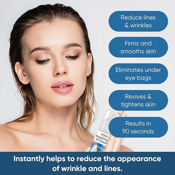 Instant Face Lift Cream, Temporary Skin Tightening Cream with Hyaluronic Acid, Visibly Firming Loose Sagging Skin for Face and Neck in 2 Minutes, Smooth Fine Lines and Wrinkle-Velvo Beauty