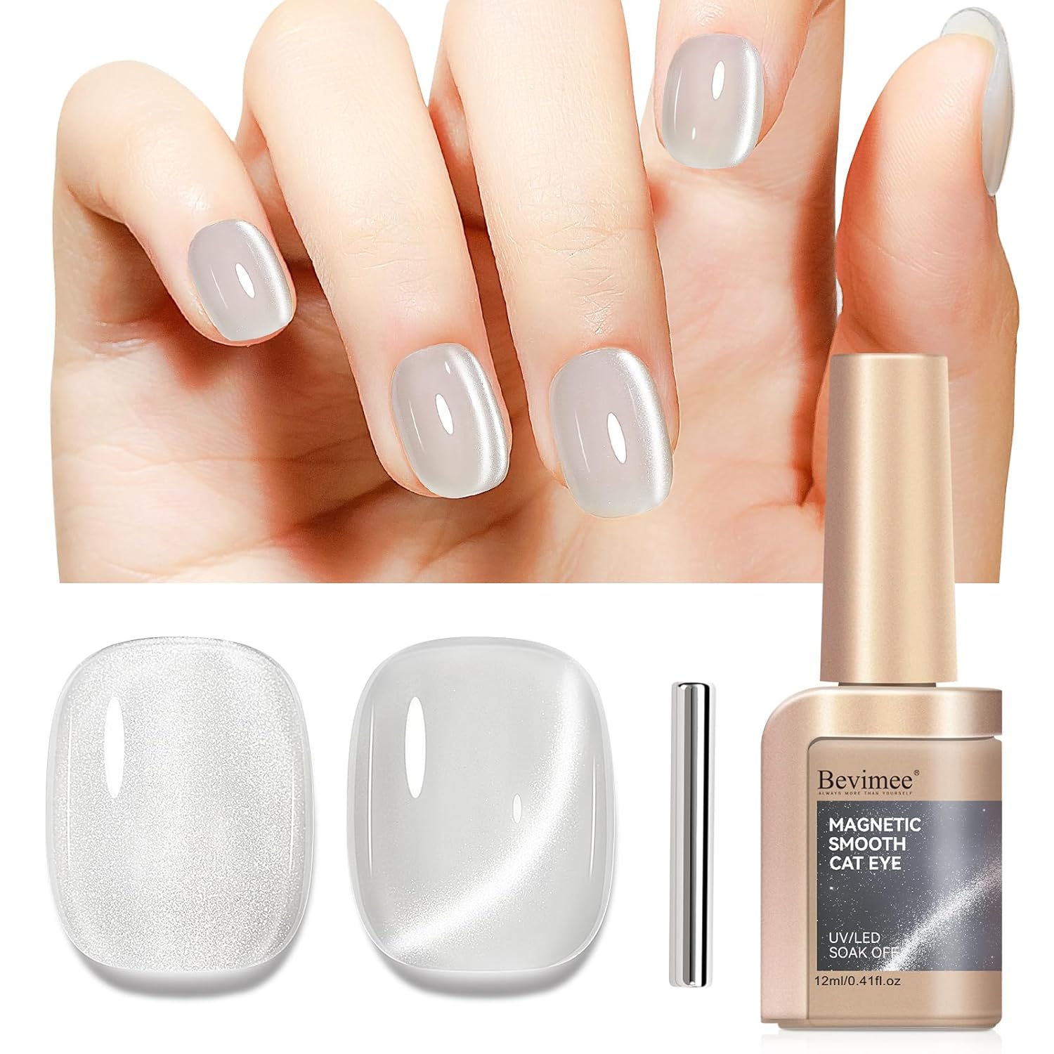 Cat Eye Gel Polish, Magentic Nail Polish Silver Translucent Jelly Color Clear Moonlight UV Gel Glitter Holographic With Magnet For Nail Salon DIY At Home-Velvo Beauty