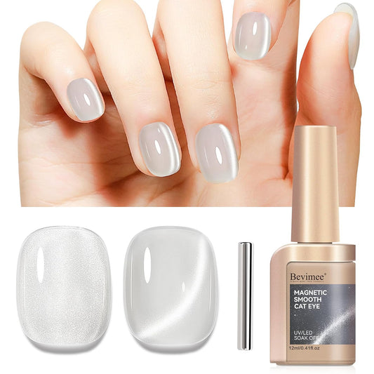 Cat Eye Gel Polish, Magentic Nail Polish Silver Translucent Jelly Color Clear Moonlight UV Gel Glitter Holographic With Magnet For Nail Salon DIY At Home-Velvo Beauty