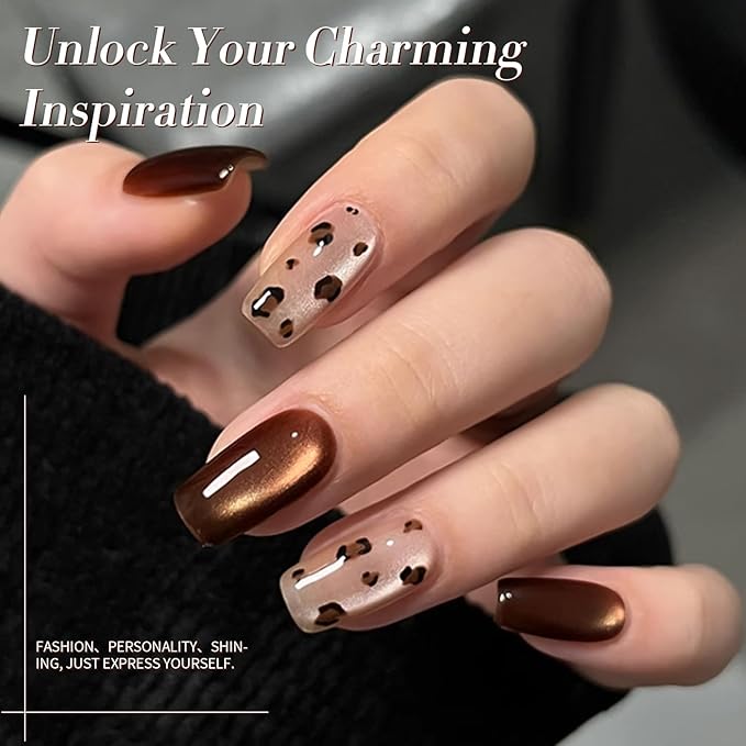 Born Pretty Cat Magnetic Eye Gel Nail Polish, 6 Colors Retro Magnetic Glitter Gel Polish Set Silver Pink Red Nail Polish Kit Soak Off LED Nail Art DIY Salon Gift-Velvo Beauty