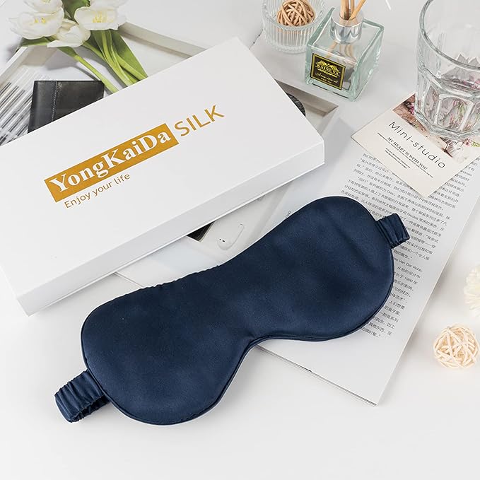 Silk Sleep Mask - 22 Momme Pure Natural 100% Mulberry,Silk Eye Mask for Night Sleeping,Travel, (Purplish Blue)-Velvo Beauty