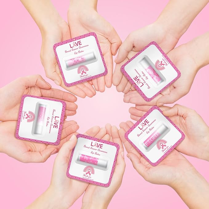 30 Pack Breast Cancer Awareness Favors Bulk Lip Balms Gifts Pink Ribbon Lip Balms Favors Breast Cancer Awareness Month Accessories Support Party Items Decorations for Women Men Survivors-Velvo Beauty