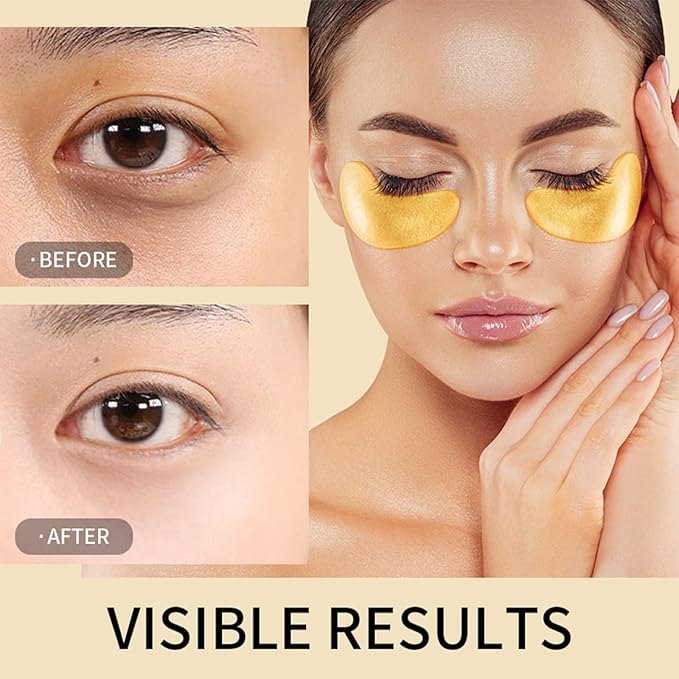 30 Pairs Under Eye Patches for Puffy Eyes, 24k Gold Under Eye Mask, Gel Crystal Collagen Eye Masks for Dark Circles and Puffiness,Travel Eye Patches for Reducing Fine Lines,Moisturizing Skin Care Set-Velvo Beauty