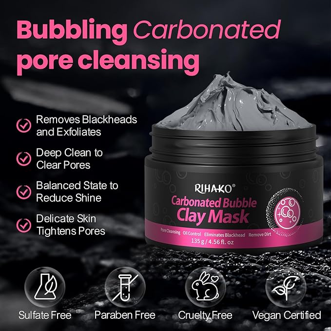 Carbonated Bubble Clay Mask -Exfoliation Face Mask | Detoxing Clay Mask for Blackhead Removal,Dull Skin,Skincare Facial Mask for Controlling Oil and Refining Pores,Mothers Day Gifts for Wife-Velvo Beauty
