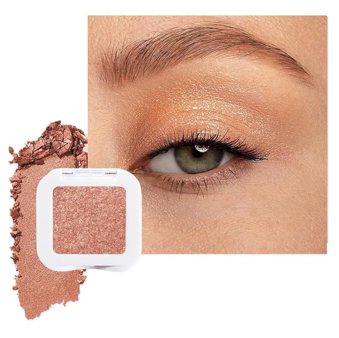evpct Champagne Gold Glitter Eyeshadow Palette Single, Nude Gold Pink Shimmer Sparkle Cream Eye Shadow Palette Brightener Makeup for Older Women, High Pigment Long Lasting Monochrome Mini Eyeshadow-Velvo Beauty