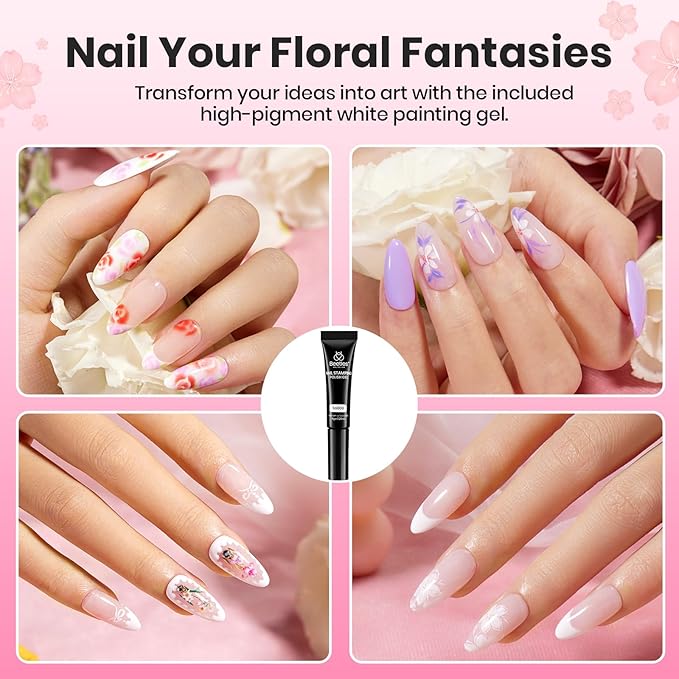 Beetles Nail Art Brushes Set for Gel Polish 3 Pcs Nail Art Design Pen and One White Painting Gel All-in-One Petal Brush Kit Flower DIY with Palette Dotting Manicure Tool Set-Velvo Beauty