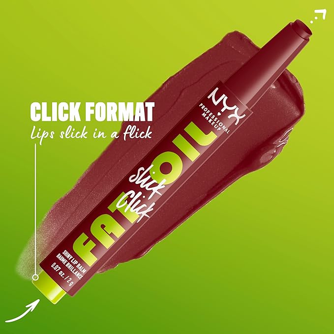NYX PROFESSIONAL MAKEUP Fat Oil Slick Click, Lightweight, Buildable, Pigmented Vegan Lip Balm - In A Mood-Velvo Beauty
