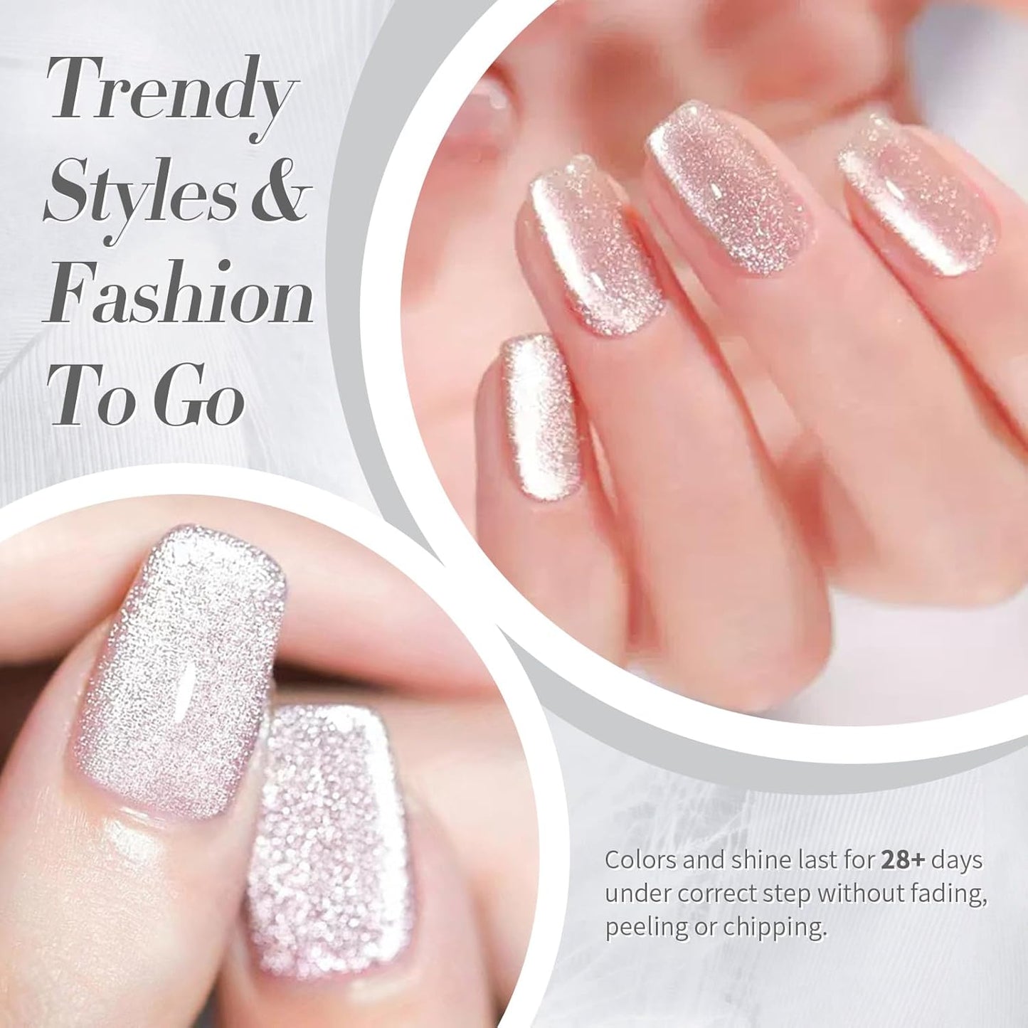 Born Pretty Cat Magnetic Eye Gel Nail Polish, Holographic Glitter Super Shine Gel Nail Polish Soak Off Led Nail Polish Nail Art Gel Manicure Salon DIY Gifts 15ML-Velvo Beauty