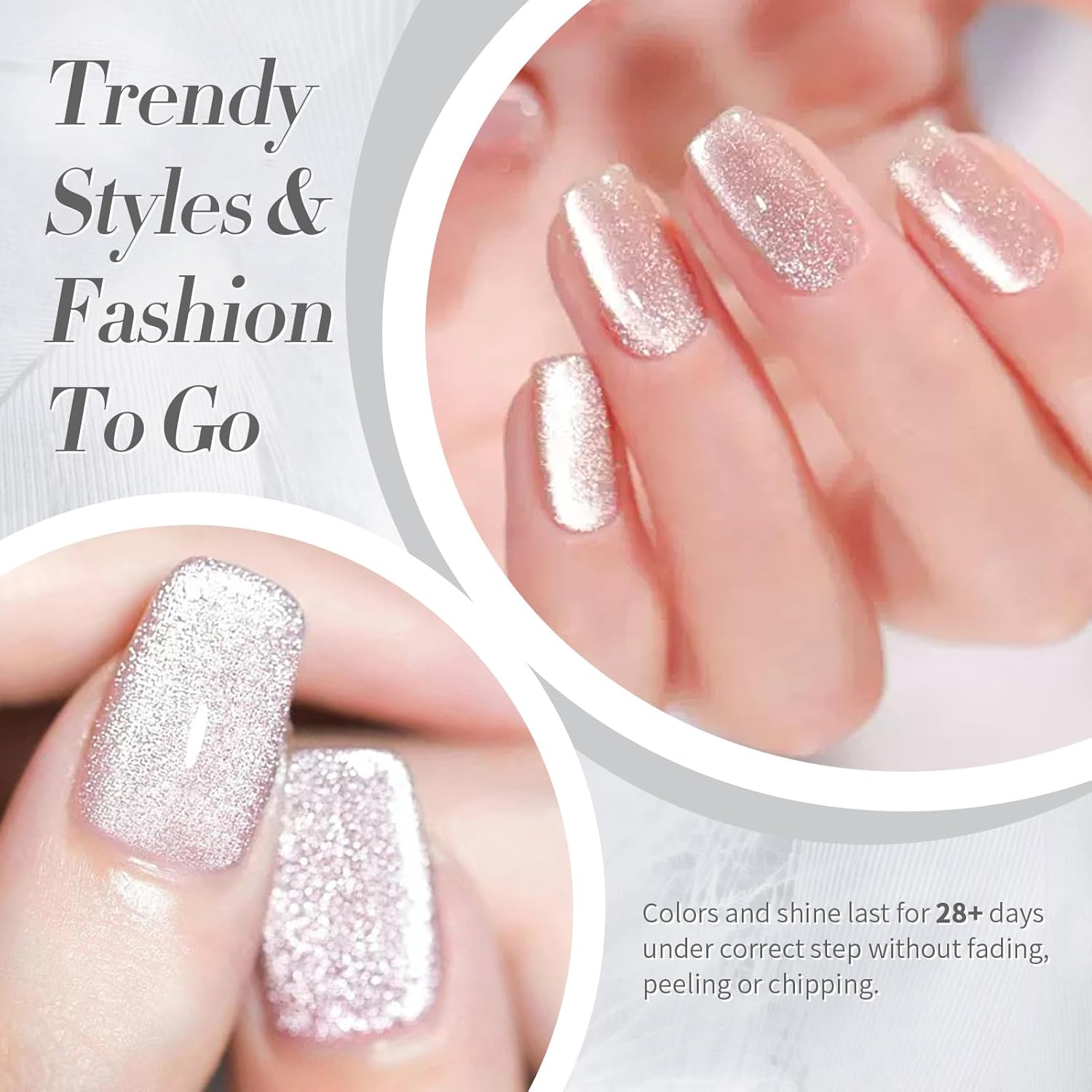 Born Pretty Cat Magnetic Eye Gel Nail Polish, Holographic Glitter Super Shine Gel Nail Polish Soak Off Led Nail Polish Nail Art Gel Manicure Salon DIY Gifts 15ML-Velvo Beauty