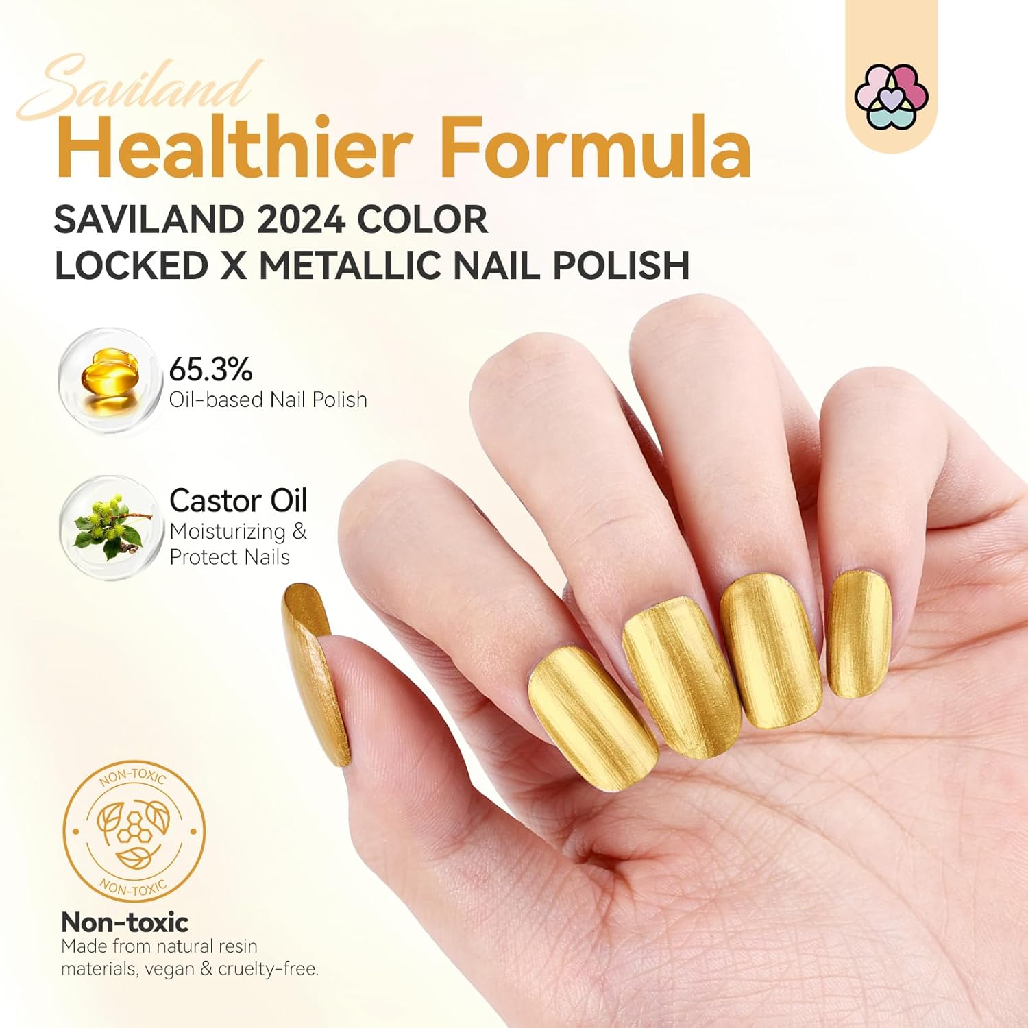 SAVILAND Gold Metallic Nail Polish: Chrome Nail Polish Air Quick Dry Nail Art Polish Bright and Shiny Fingernail Toenail Polish Bulk Nail Lacquer for Beginner DIY Manicure Art at Home Salon Women-Velvo Beauty
