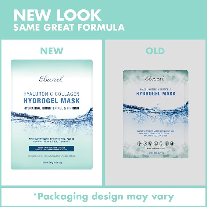 Ebanel 10 Pack Hydrogel Collagen Face Mask with Hyaluronic Acid, Vitamin C, Peptide, Aloe, Instant Brightening Hydrating Face Masks Skincare Korean Sheet Mask, Skin Firming, Lifting Anti Aging Masks-Velvo Beauty