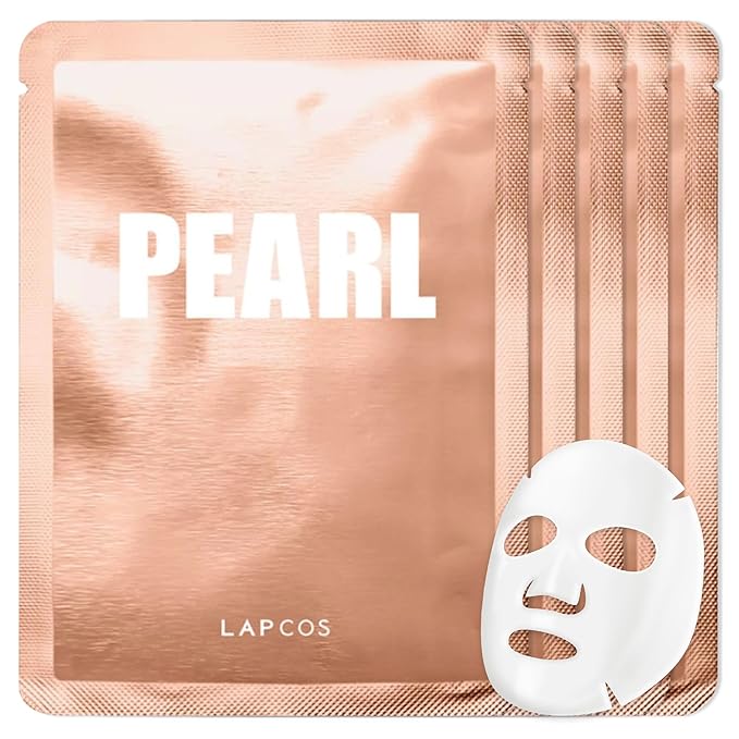LAPCOS Pearl Sheet Mask, Daily Face Mask with Probiotics to Clarify Skin, Korean Beauty Favorite, 5-Pack-Velvo Beauty