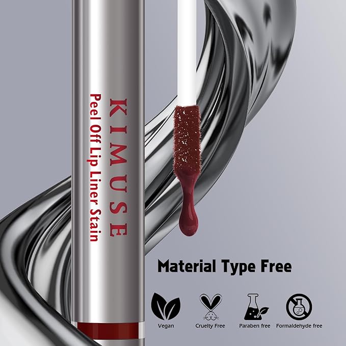 KIMUSE Peel Off Lip Liner Stain, Long Lasting Lip Tint Stain Peel Off, Waterproof, Transfer-Proof, Highly Pigmented Color Peel Off Lip Stain Liner, Matte Finish-Velvo Beauty