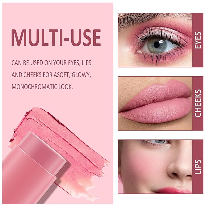 Cream Blush Makeup,Buildable Blush Stick for Cheeks,Matte Finish,Long Wear,Easy Application,Lightweight Multi Stick-Velvo Beauty
