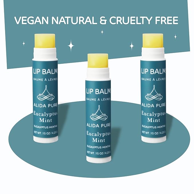 Eucalyptus Mint Lip Balm Collection, Vegan Lip Balm Set, Beeswax Free, with Avocado Oil, Organic Jojoba Oil, and Vitamin E, Natural Moisturizer for Dry, Chapped Lips, 3 Tube Set-Velvo Beauty