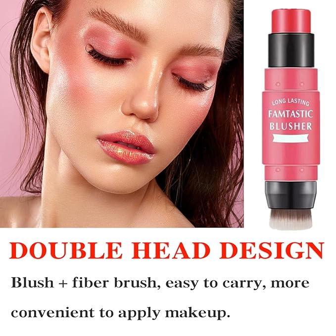 Cream Blush Stick (02) with Brush, Waterproof, Long Lasting, Shimmery Finish, Medium Coverage, Stick Pack, 40g, for All Skin Tones-Velvo Beauty