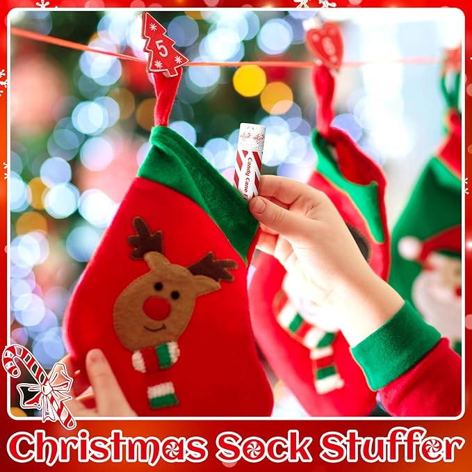 50 Pack Christmas Candy Peppermint Cane Lip Balms Bulk Holiday Flavor Collection Lip Balm Gifts Christmas Stocking Party Gifts Goodie Bags Stuffers for Women Men Staff Employee-Velvo Beauty