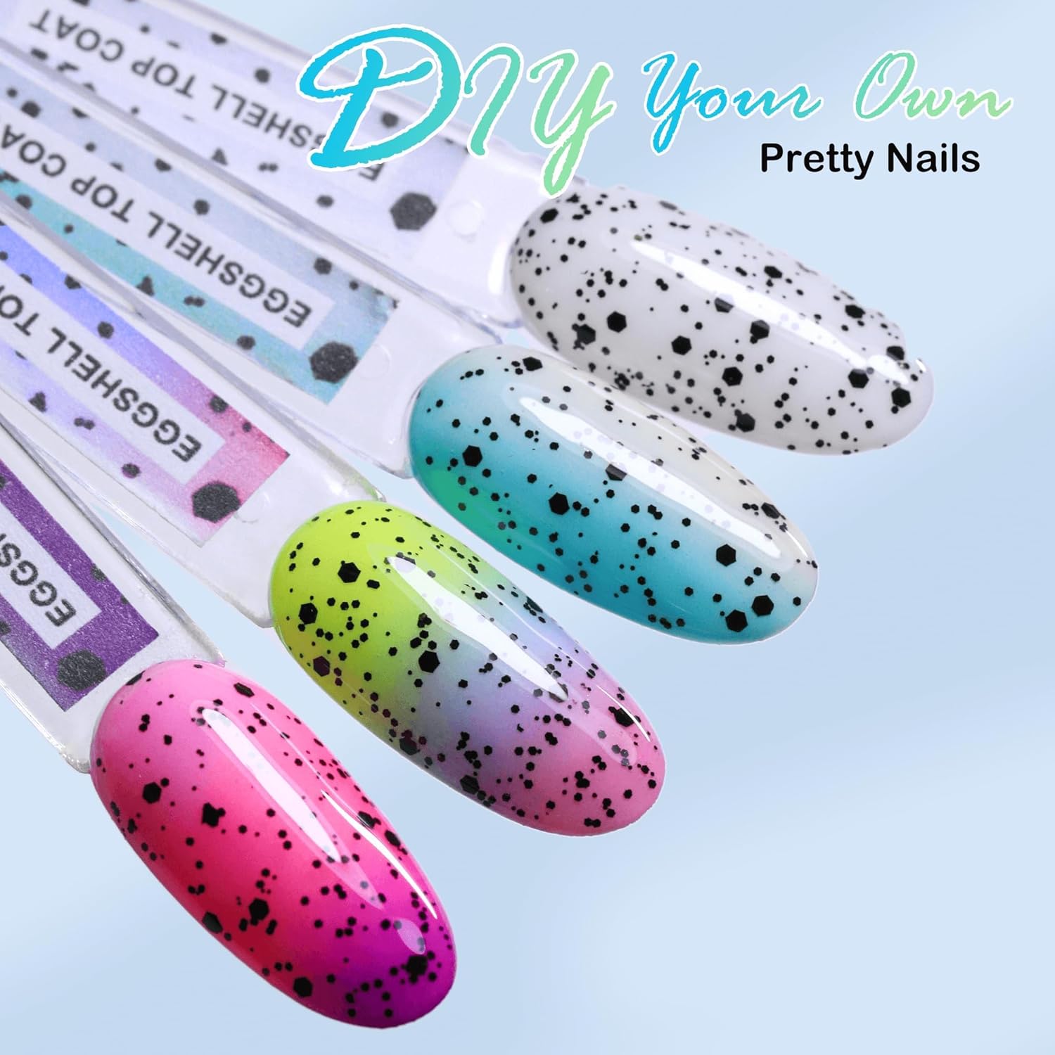 Double Rhythm 15ML No Wipe Gel Top Coat Base Coat Iridescent Glitter Shimmer 2 in 1 Nail Polish Soak Off Manicure DIY Home Salon (Eggshell Top Coat-2)-Velvo Beauty